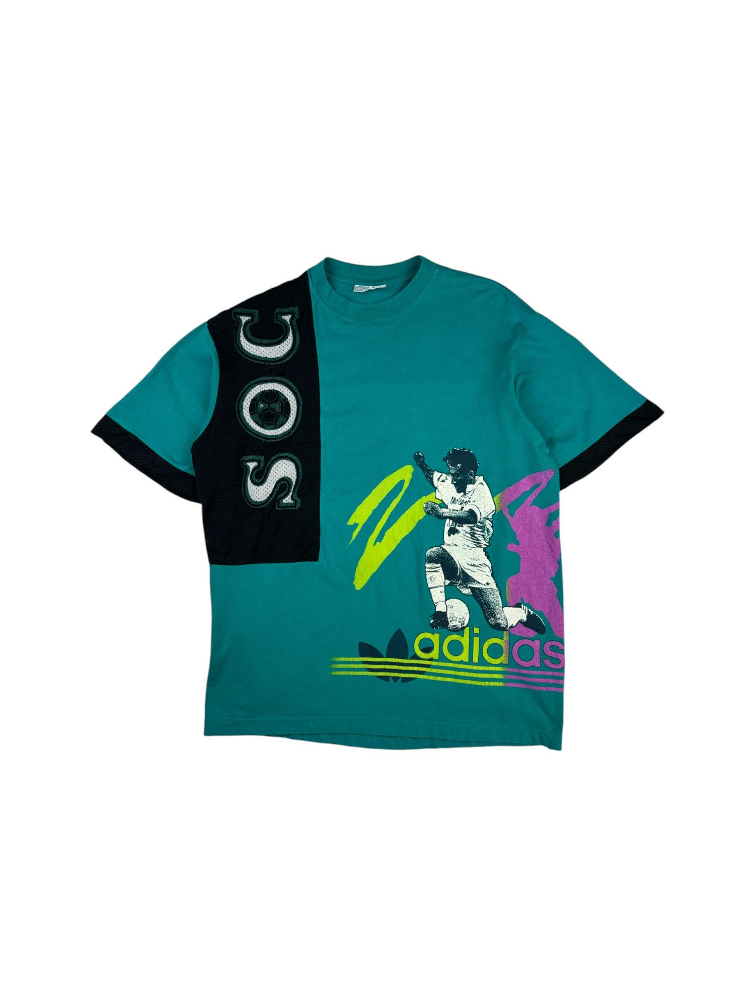 Vintage Adidas Shirt 90s "Soccer" Grün D6 M-L