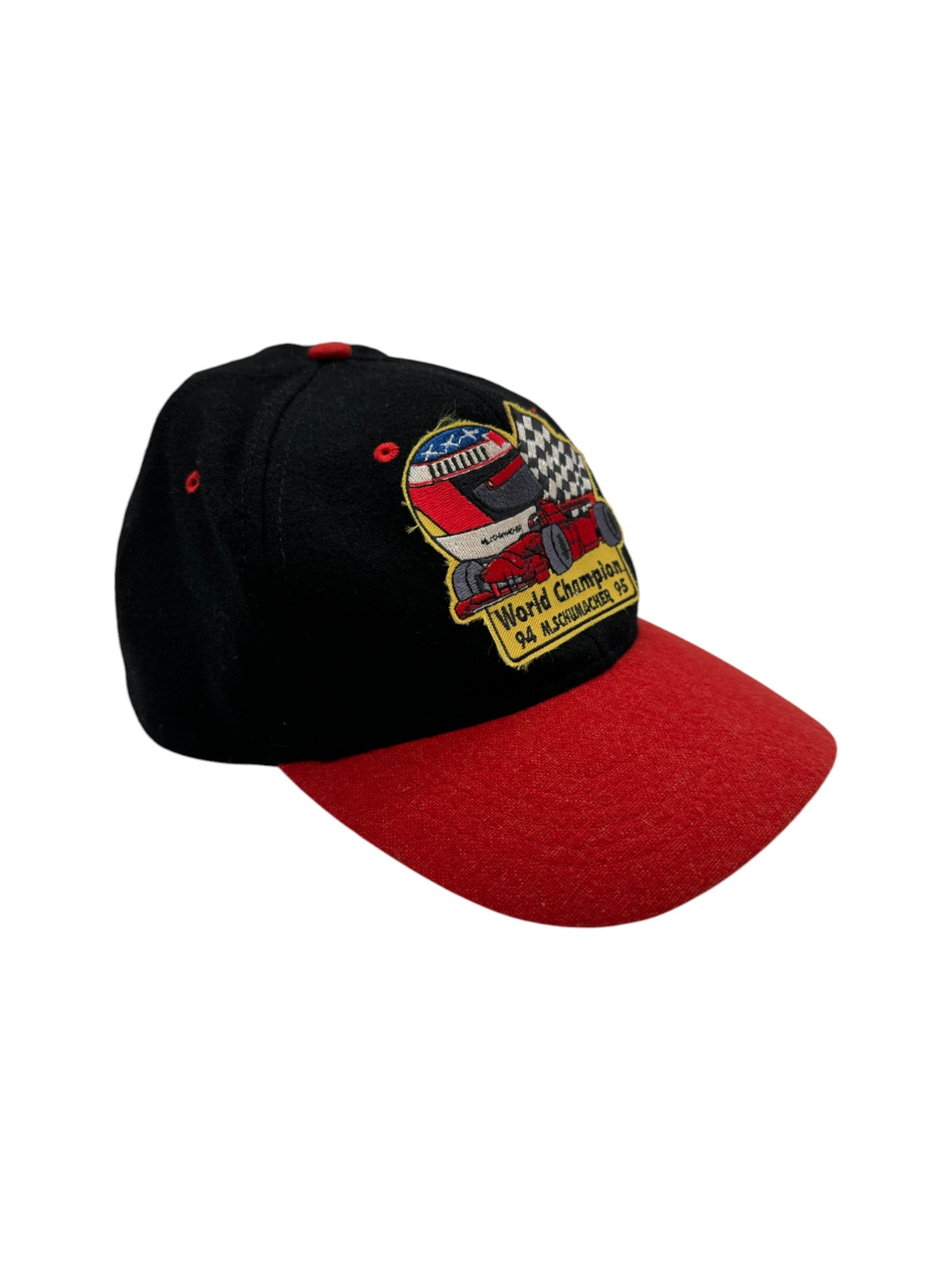 Vintage Michael Schuhmacher Cap 1995 World Champion Wolle Rot Schwarz One Size - RareRags