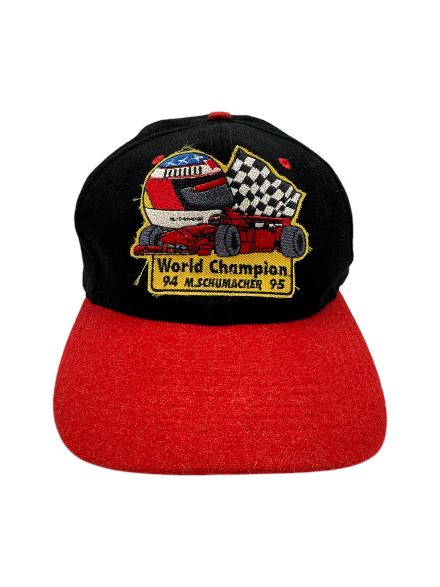 Vintage Michael Schuhmacher Cap 1995 World Champion Wolle Rot Schwarz One Size - RareRags