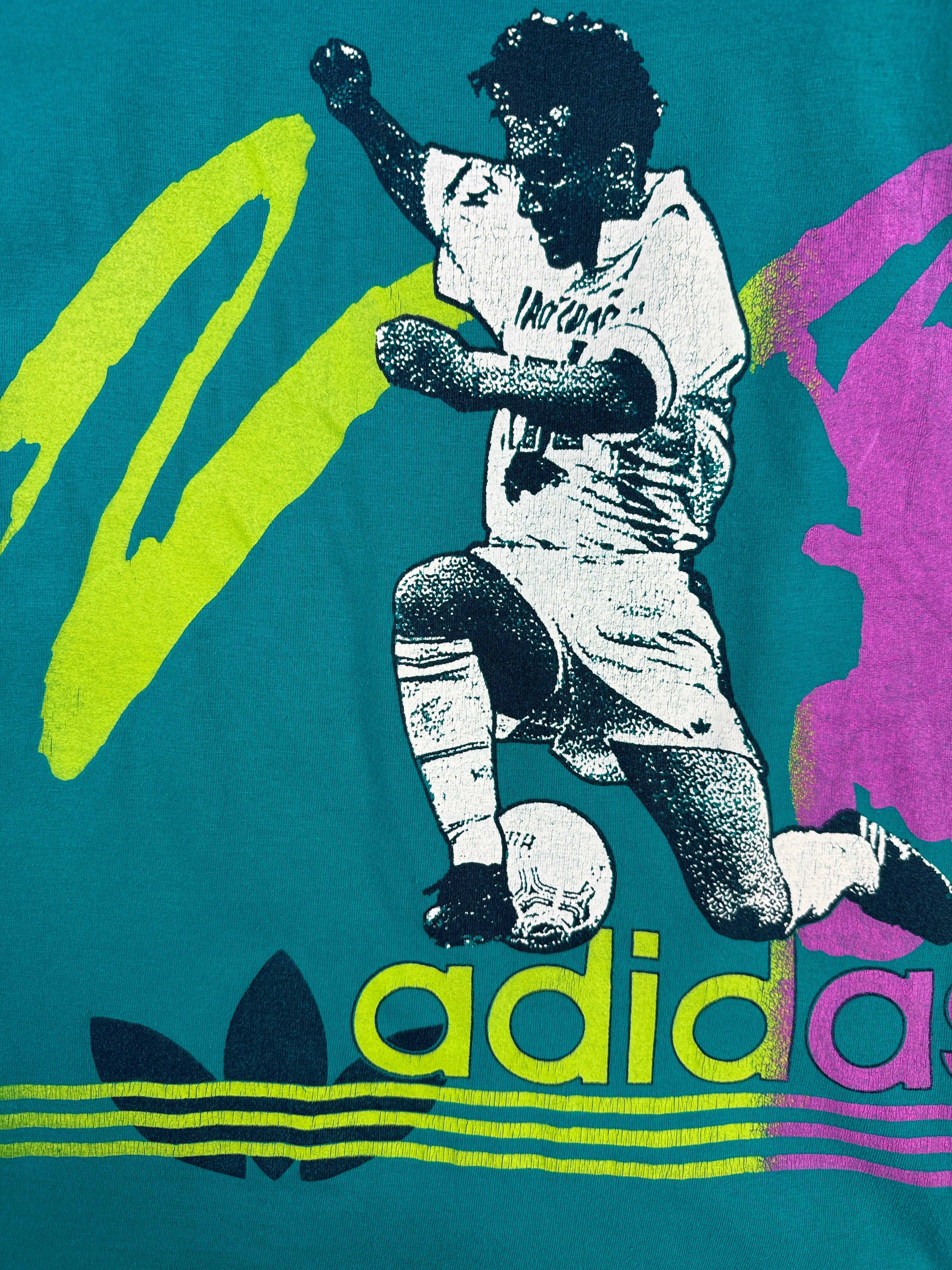Vintage Adidas Shirt 90s "Soccer" Grün D6 M-L