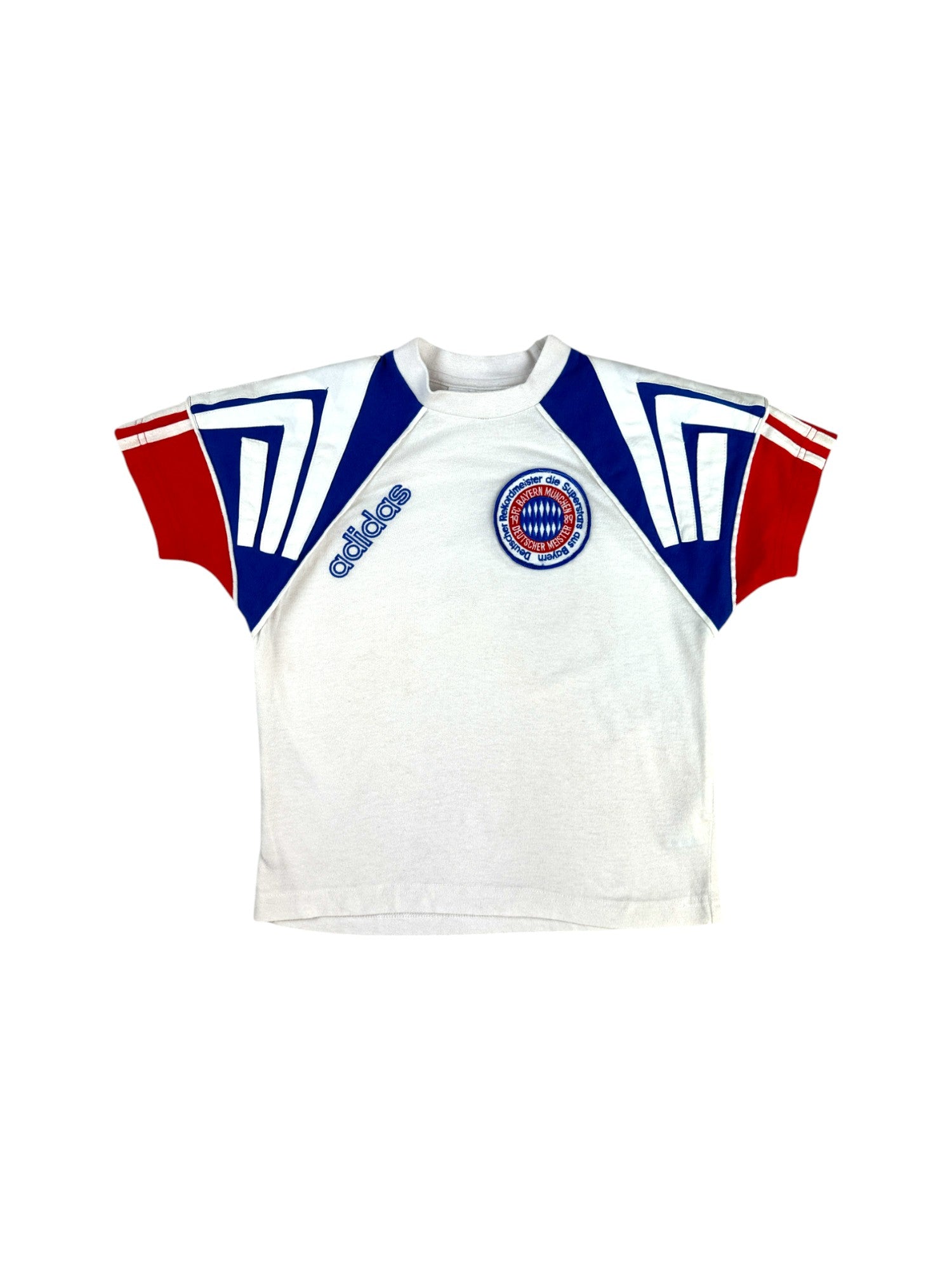 Vintage Adidas Shirt 90s FC Bayern Weiß Blau Kinder D128