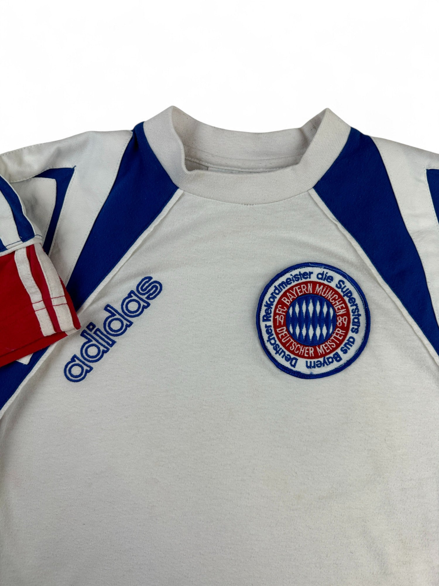 Vintage Adidas Shirt 90s FC Bayern Weiß Blau Kinder D128