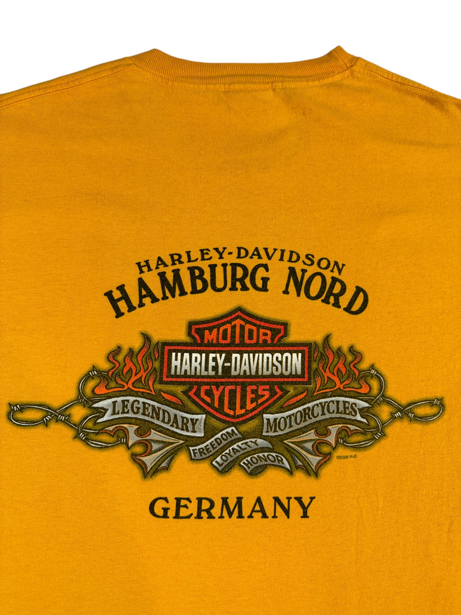 Harley Davidson Shirt 2005 Hamburg-Nord Germany Made In USA Gelb XL - RareRags