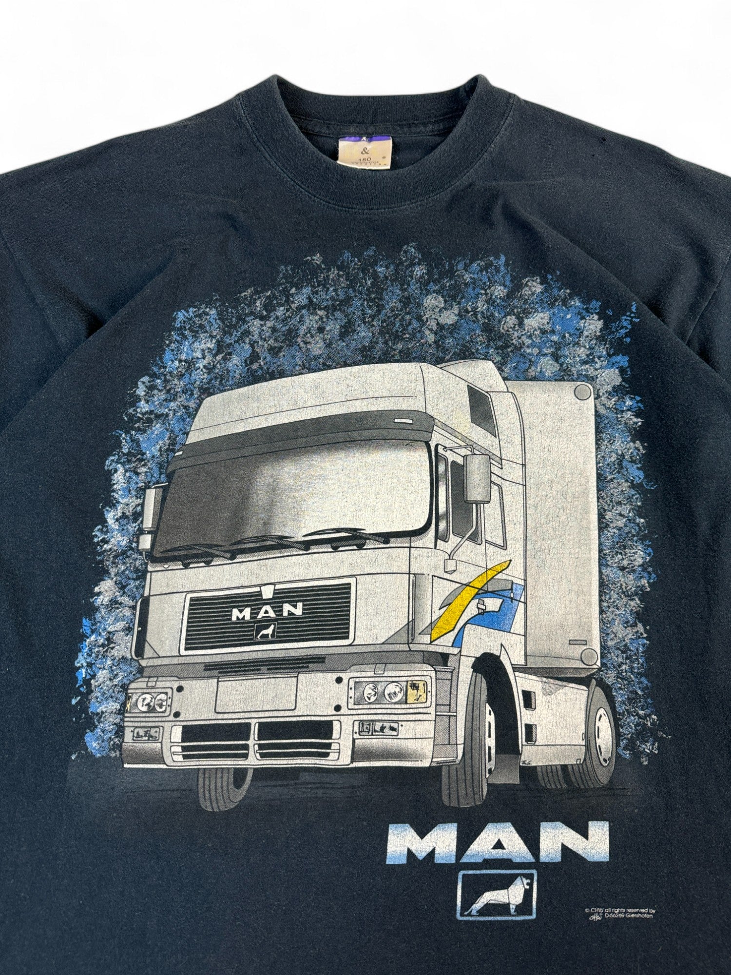 Vintage B&C Shirt 90s MAN LKW Werbung Schwarz XL - RareRags