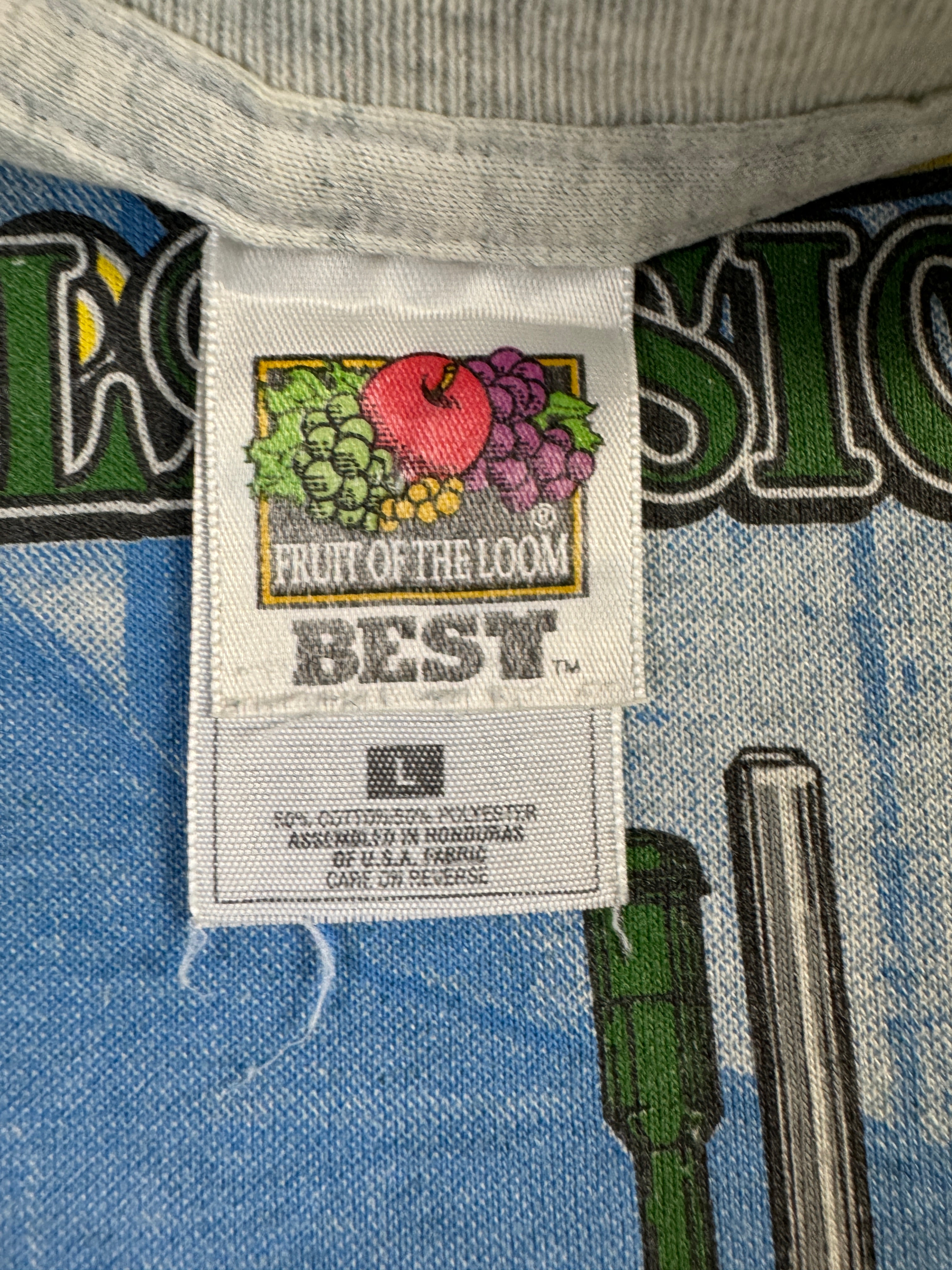 Vintage Fruit Of The Loom Shirt Ärmellos 90s John Deere "Iron Horse" Single Stitch Grau L - RareRags