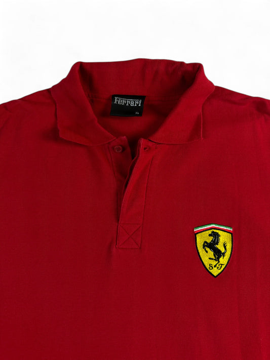 Vintage Ferrari Polo Shirt 90s Basic Rot XL