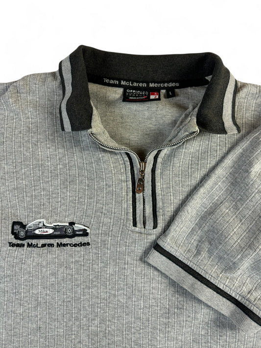 Vintage Mercedes x McLaren Poloshirt 90s Grau L