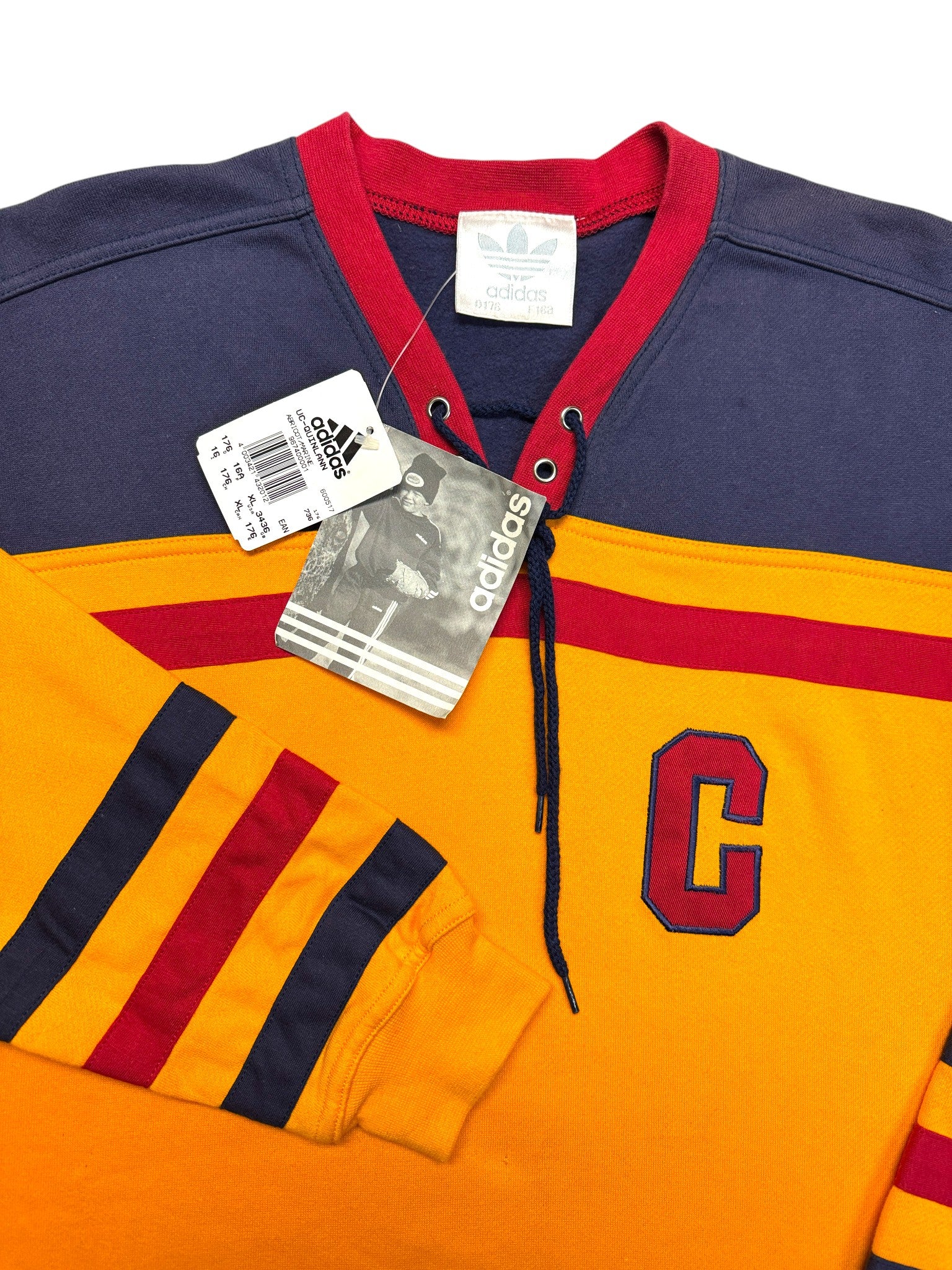 90s Adidas Sweater Deadstock Hockey Orange D176 S