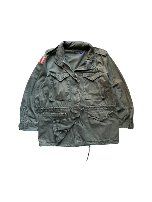 Ralph Lauren Damen Feldjacke Retro Talon Zip Mit Kapuze Olive L
