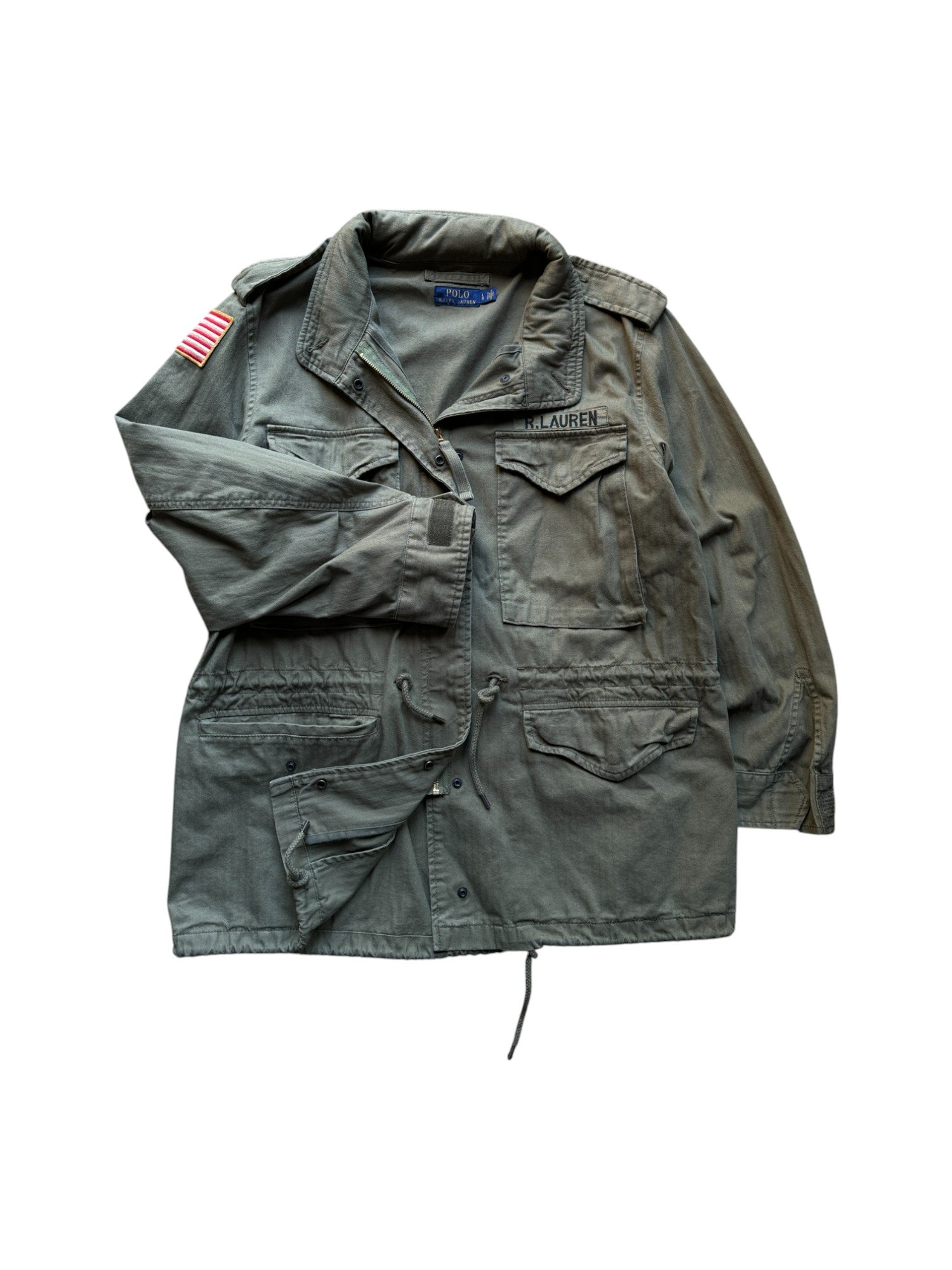 Ralph Lauren Damen Feldjacke Retro Talon Zip Mit Kapuze Olive L