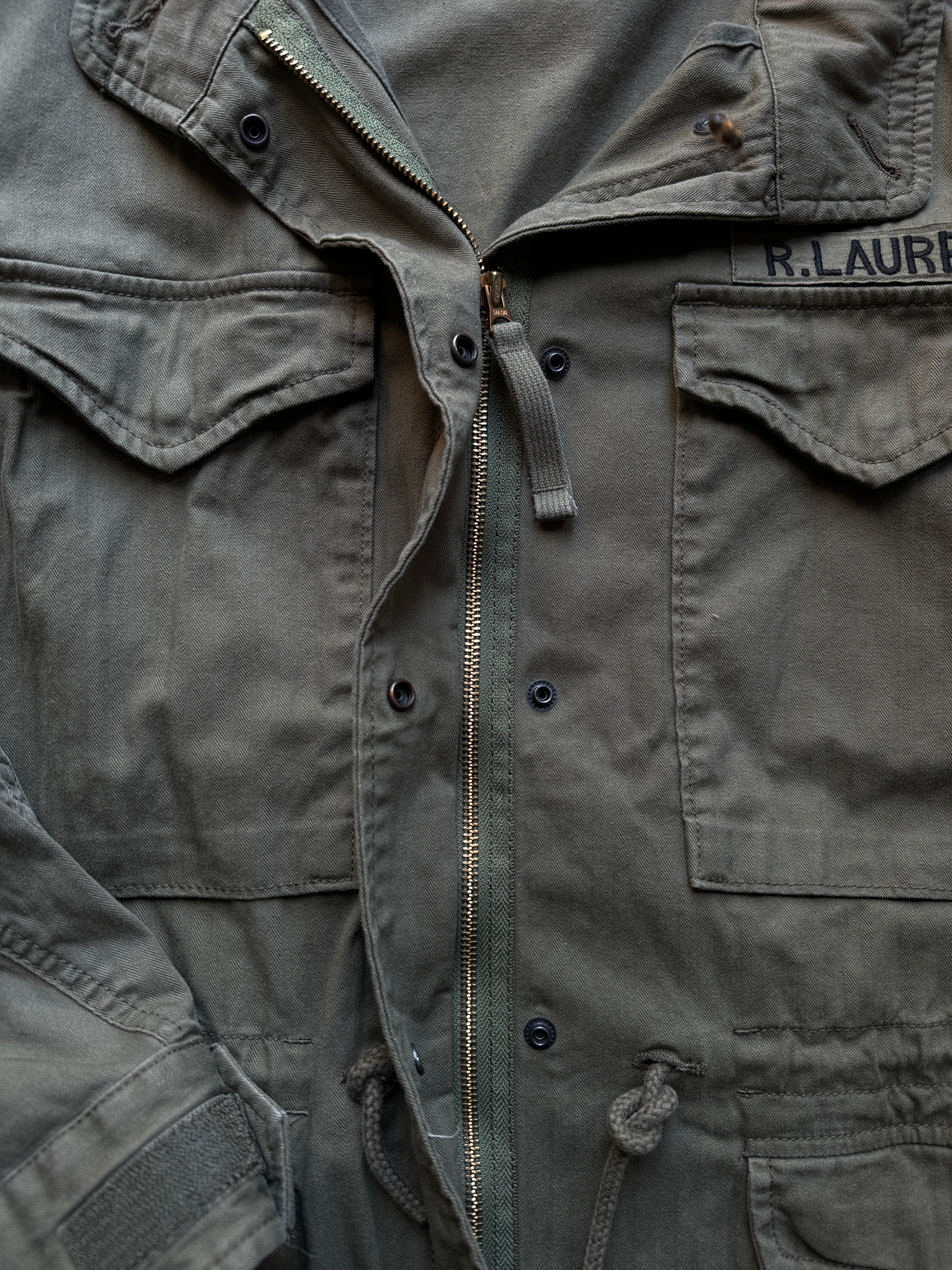 Ralph Lauren Damen Feldjacke Retro Talon Zip Mit Kapuze Olive L