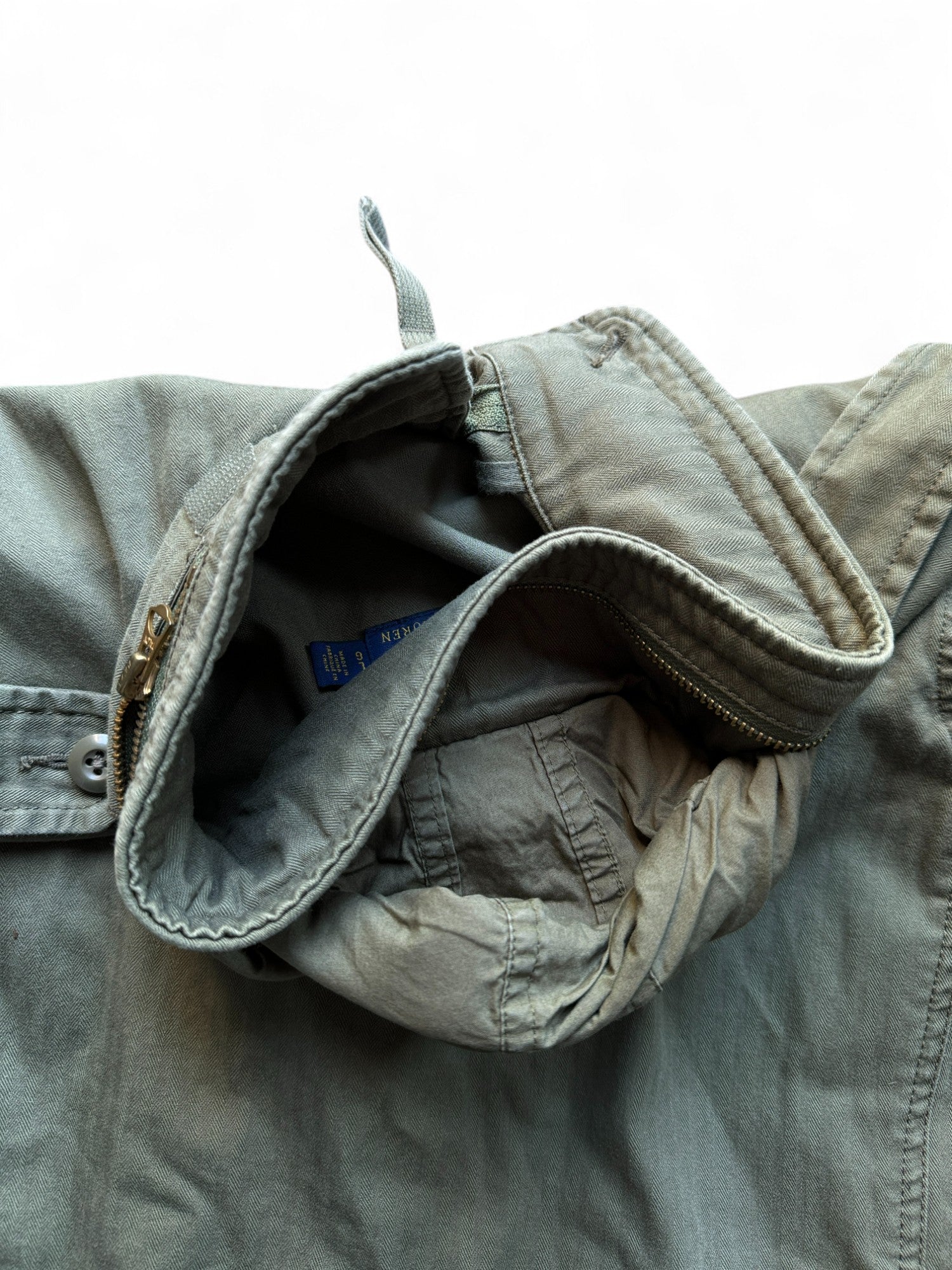 Ralph Lauren Damen Feldjacke Retro Talon Zip Mit Kapuze Olive L