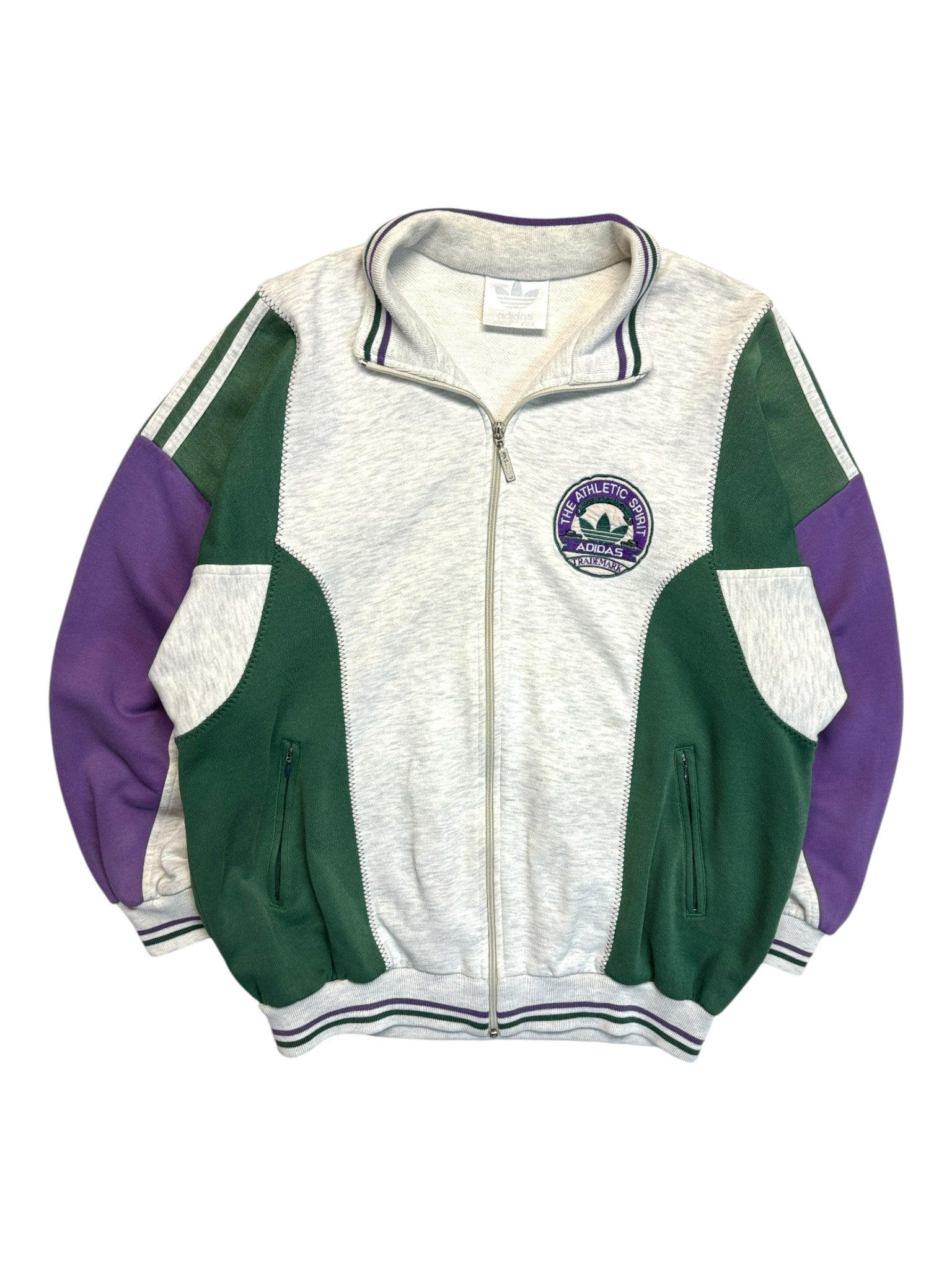 90s Adidas Sweatjacke Grün Grau D4 S