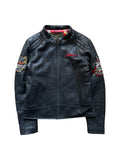 Ed Hardy x Avirex Damen Lederjacke 00s By Christian Audigier Schwarz L