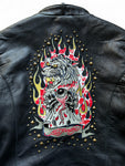 Ed Hardy x Avirex Damen Lederjacke 00s By Christian Audigier Schwarz L