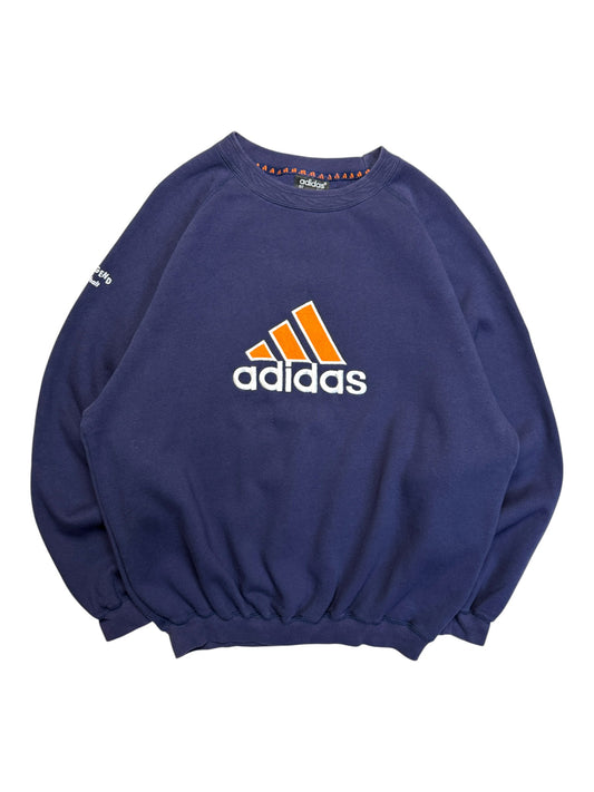 90s Adidas Sweater Big Logo Dunkelblau D7 L