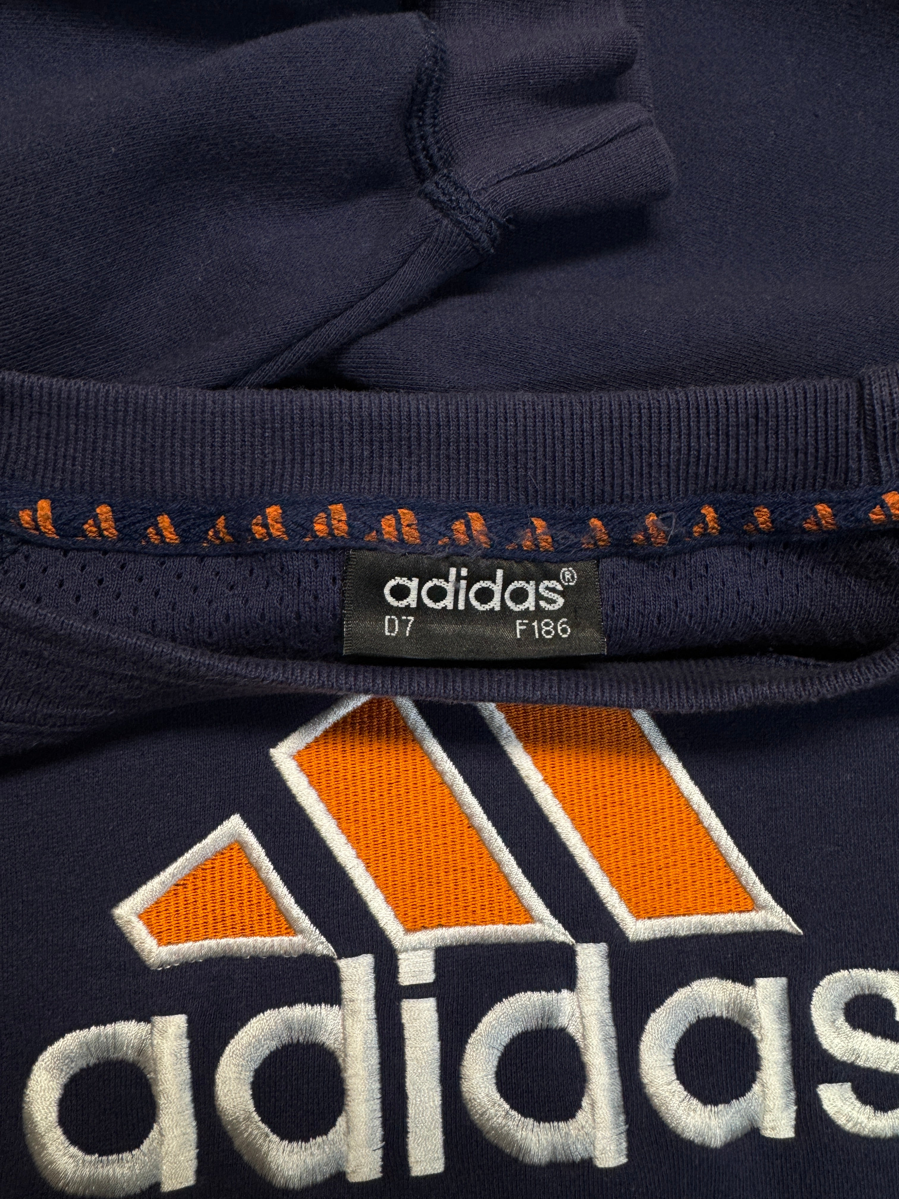 90s Adidas Sweater Big Logo Dunkelblau D7 L