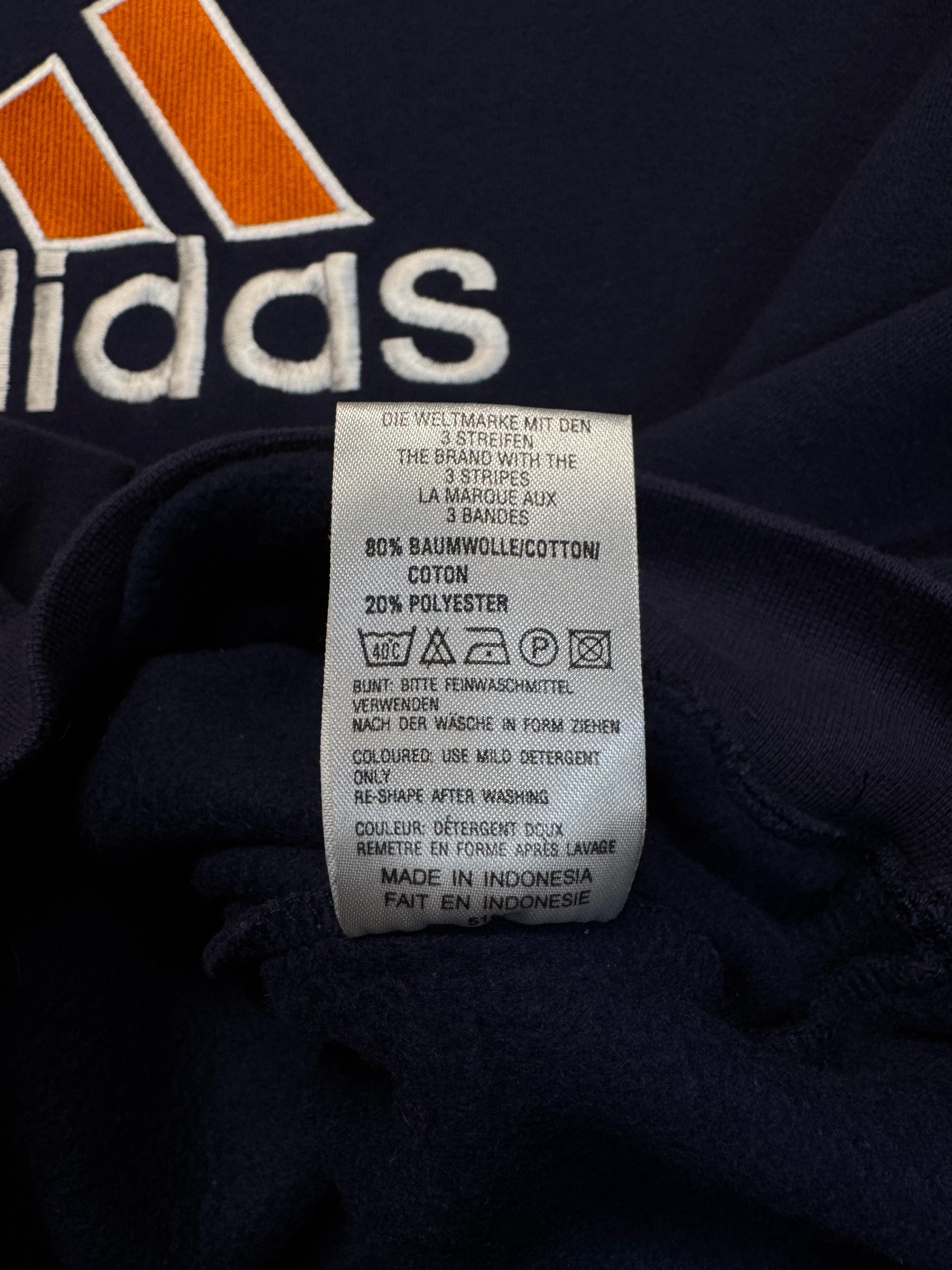 90s Adidas Sweater Big Logo Dunkelblau D7 L