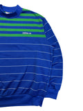 70s Adidas By Ventex Sweater Mit Taschen Gestreift Made In France Blau Grün 7/52 L