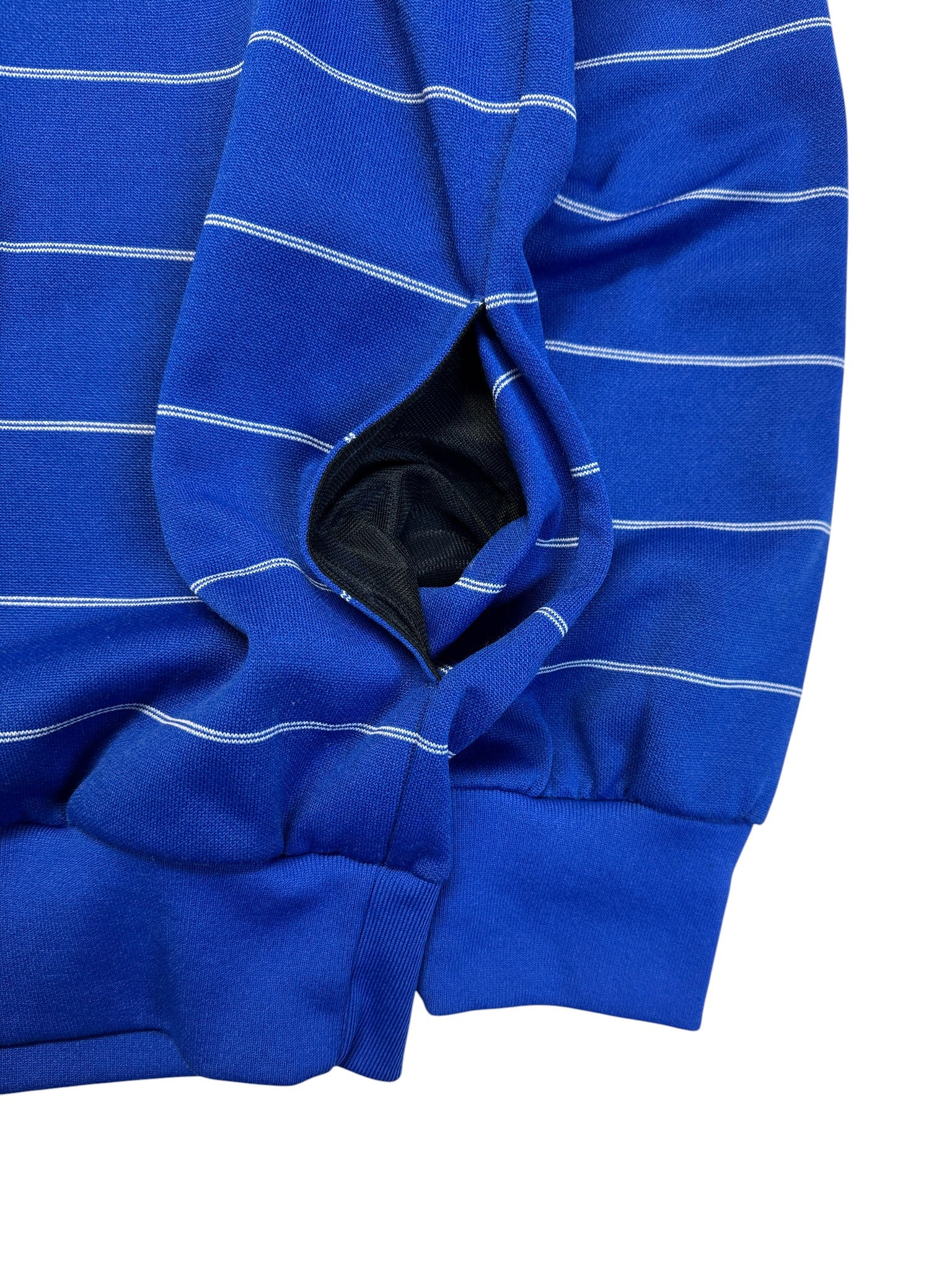 70s Adidas By Ventex Sweater Mit Taschen Gestreift Made In France Blau Grün 7/52 L