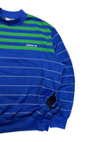 70s Adidas By Ventex Sweater Mit Taschen Gestreift Made In France Blau Grün 7/52 L