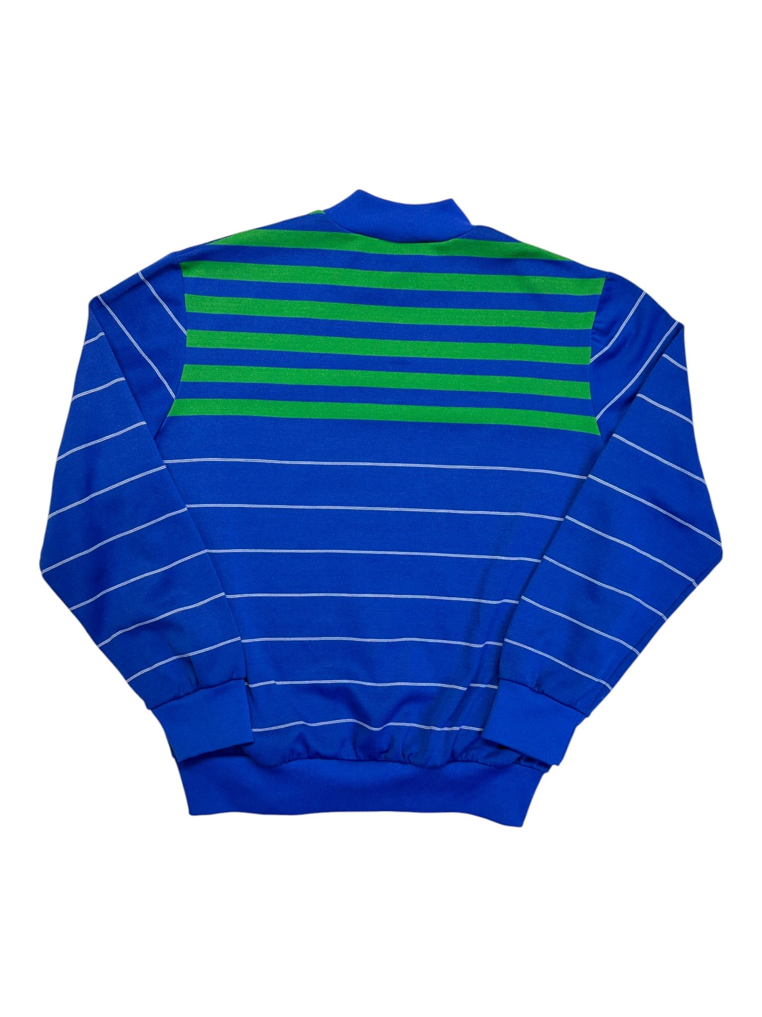 70s Adidas By Ventex Sweater Mit Taschen Gestreift Made In France Blau Grün 7/52 L