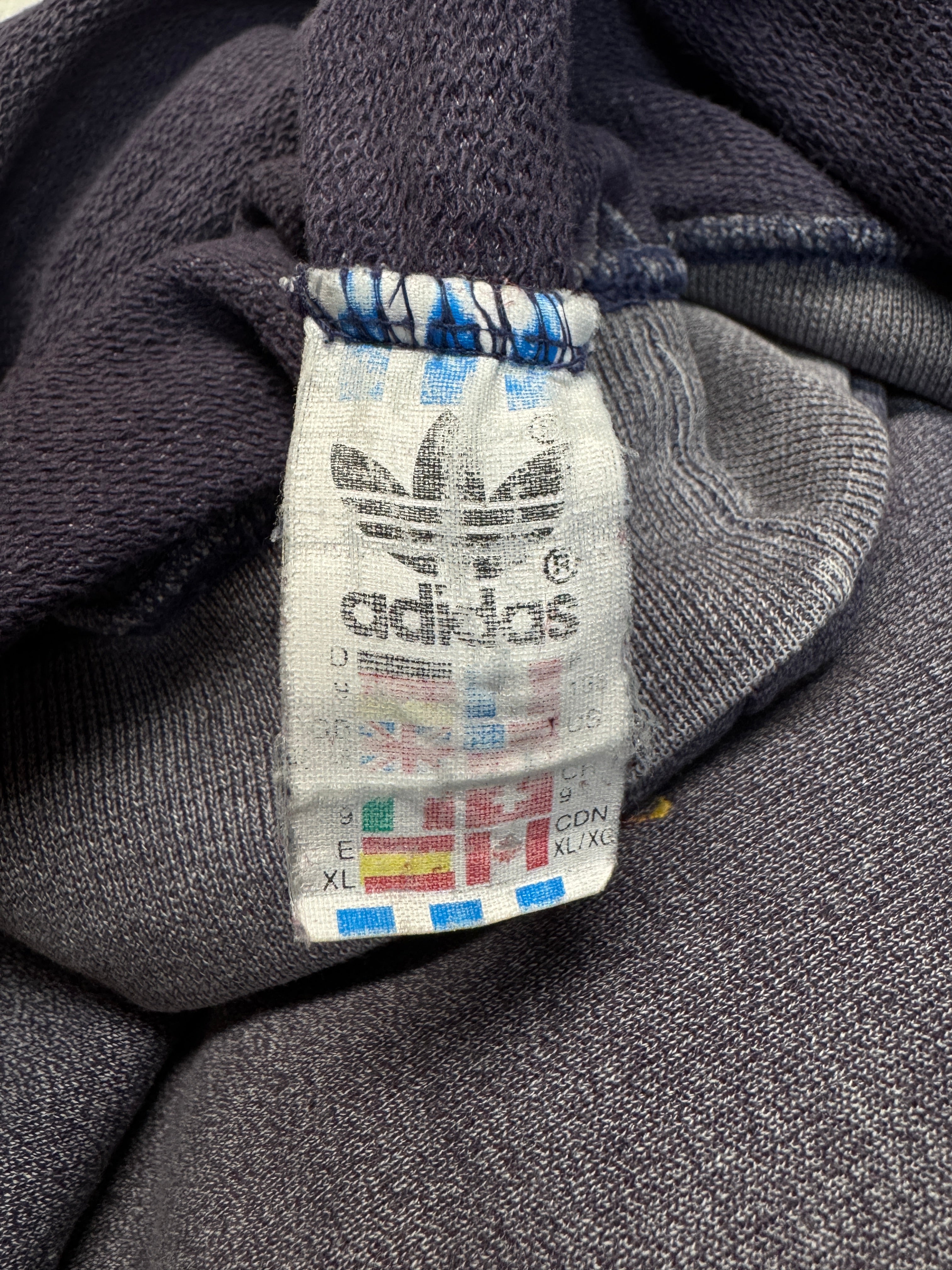 90s Adidas Sweater "Colors of Sport" Grau (Lilastich) D9 XL-XXL