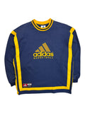 90s Adidas Sweater Basketball Dunkelblau Gelb M