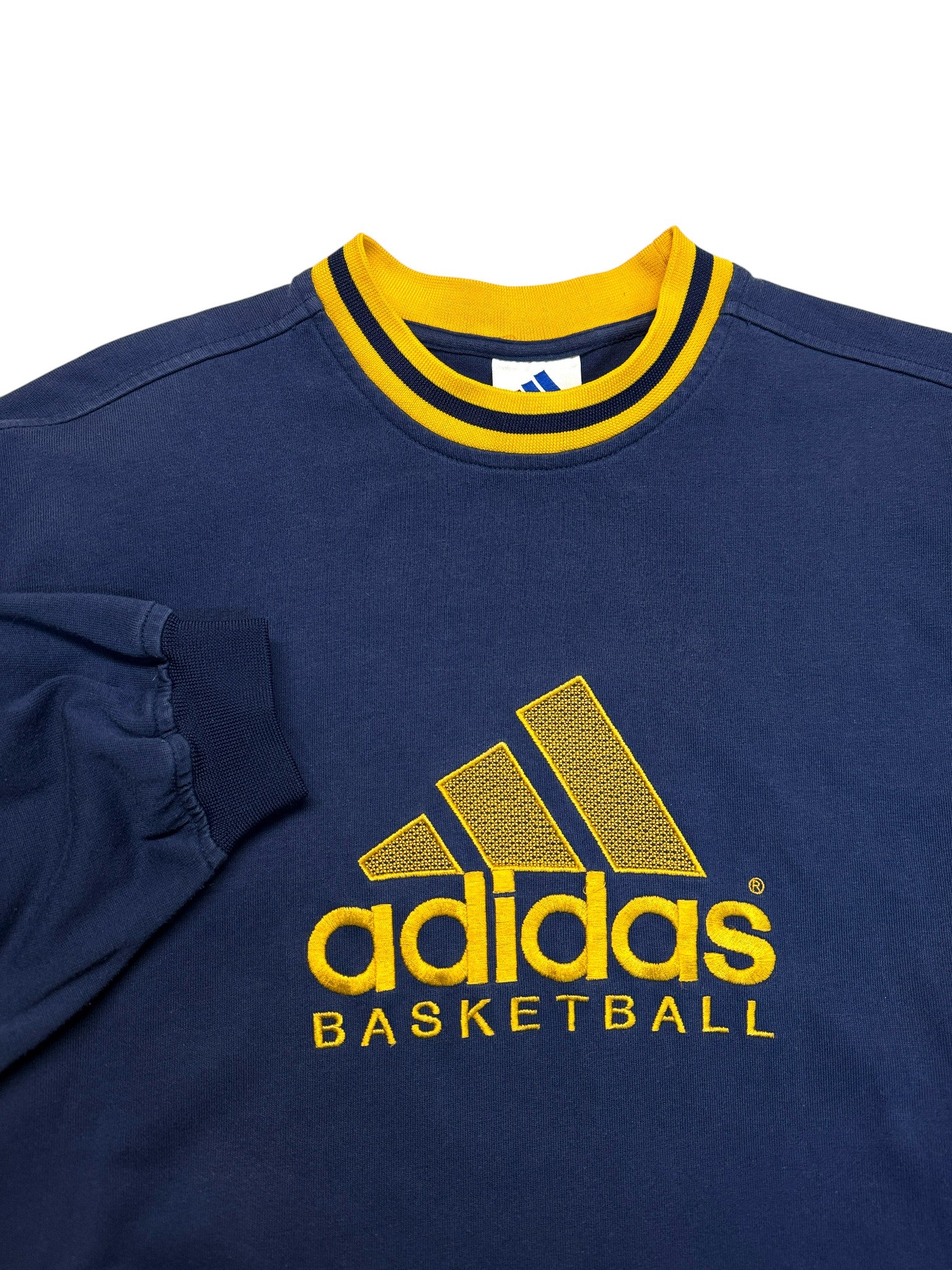 90s Adidas Sweater Basketball Dunkelblau Gelb M