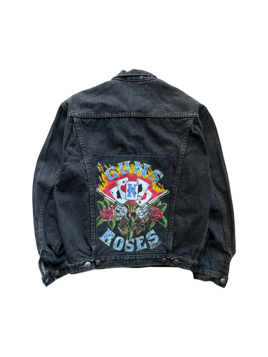 Vintage Subway Jeansjacke 90s Guns N' Roses Patch Schwarz S