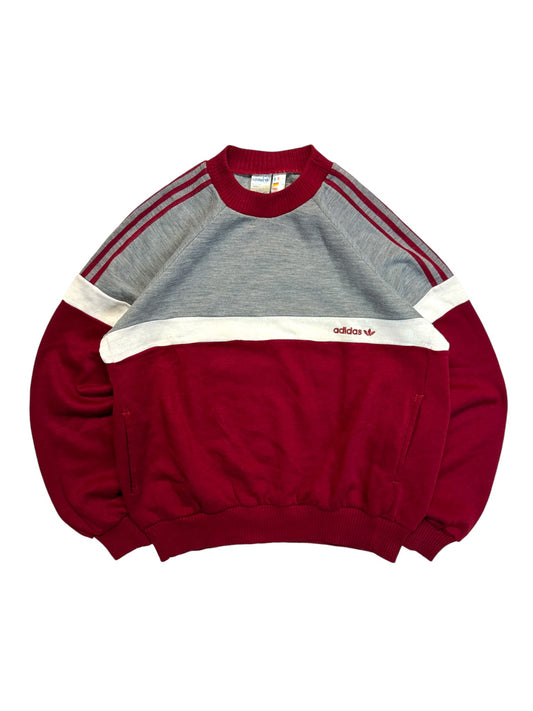 70s Adidas By Ventex Sweater Mit Taschen Made In France Grau Rot 4 S-M