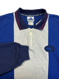 90s Adidas 1/4 Zip Pullover Mit Polokragen Blau Grau D6 M