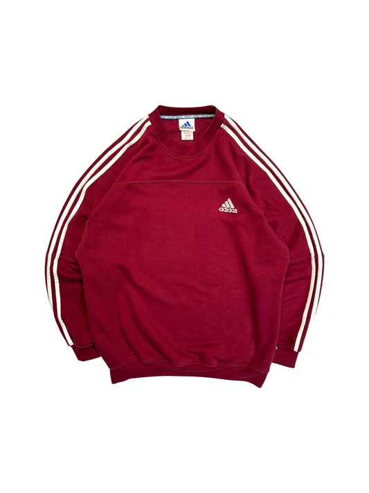 90s Vintage Adidas Sweater Crewneck Basic Dunkelrot D7 L