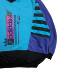 90s Adidas Sweater Funnel Neck Colorblocked Türkis Lila D7 L
