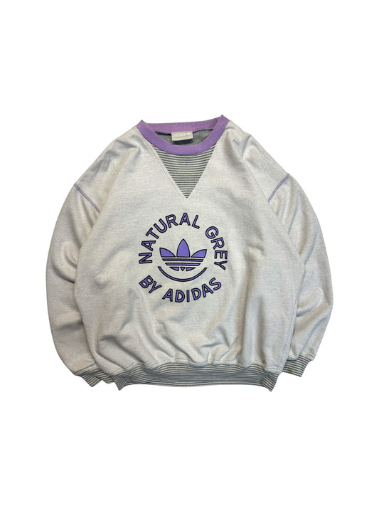 90s Adidas Sweater Crewneck "Natural Grey" Grau Flieder D5 S