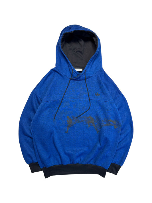 90s Adidas Hoodie "Long Jump" Made In Singapore Blau D7 L