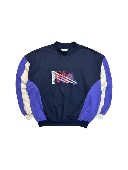 Rare! 90s Vintage Adidas Sweater Crewneck Made In RSA Schwarz Lila D7 L