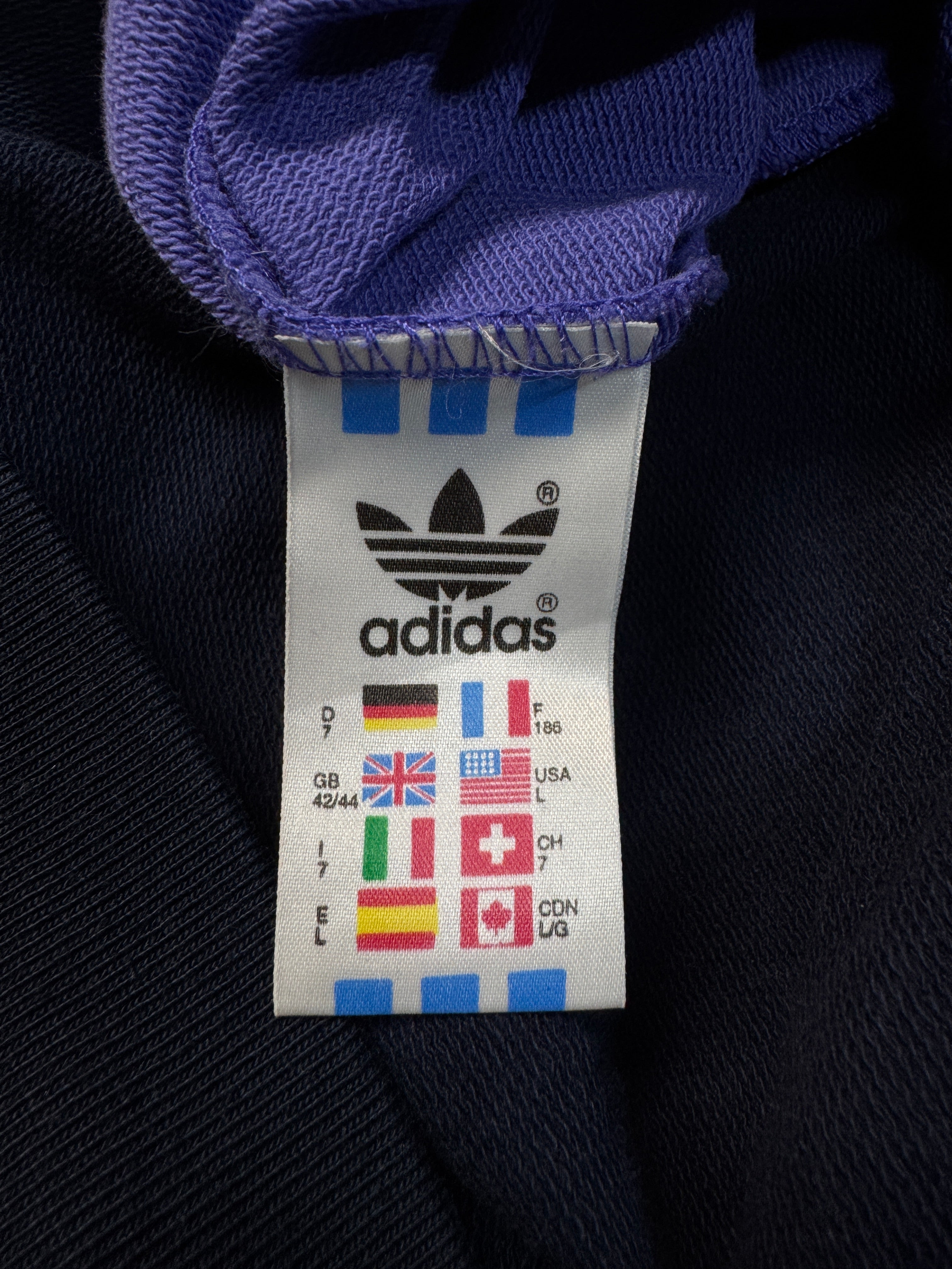 Rare! 90s Vintage Adidas Sweater Crewneck Made In RSA Schwarz Lila D7 L