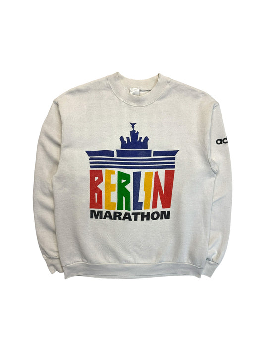 Rare! 80s Adidas Sweater Crewneck Berlin Marathon Weiß S-M