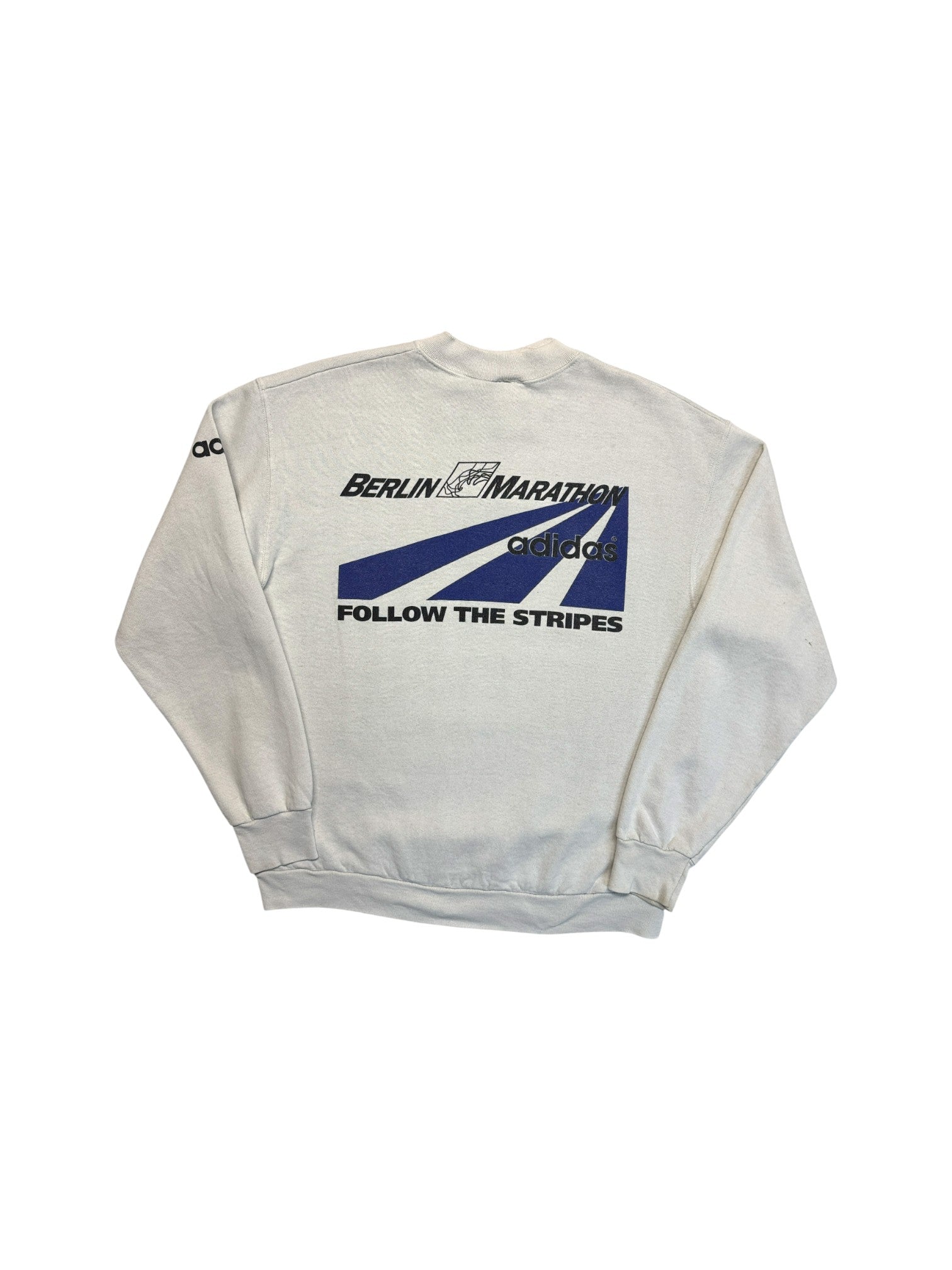 Rare! 80s Adidas Sweater Crewneck Berlin Marathon Weiß S-M
