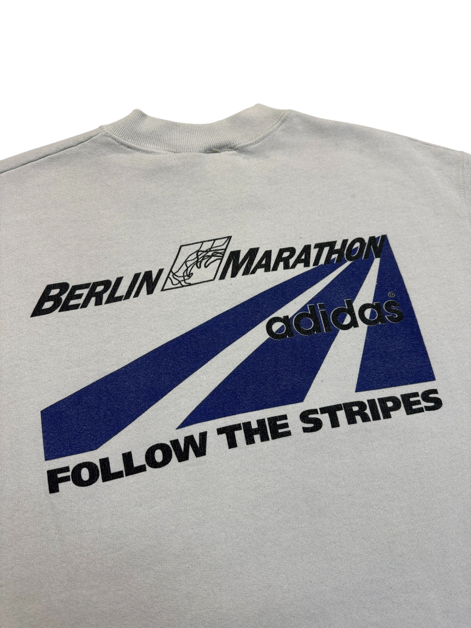 Rare! 80s Adidas Sweater Crewneck Berlin Marathon Weiß S-M