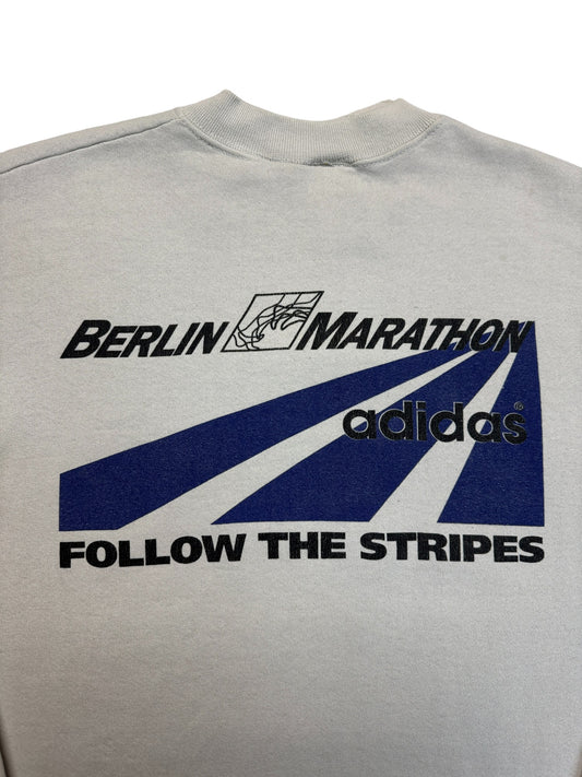 Rare! 80s Adidas Sweater Crewneck Berlin Marathon Weiß S-M