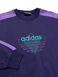 90s Adidas Sweater "Asking for quality" Colorblocked Lila D4 S-M