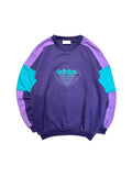 90s Adidas Sweater "Asking for quality" Colorblocked Lila D4 S-M