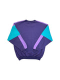 90s Adidas Sweater "Asking for quality" Colorblocked Lila D4 S-M