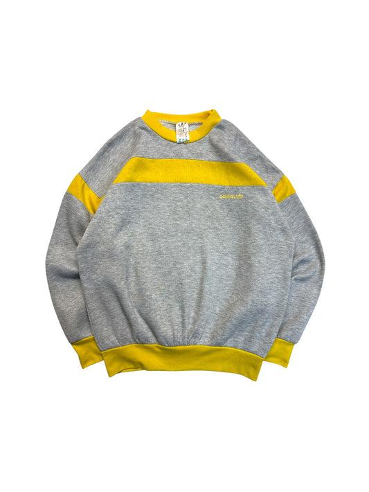 80s Adidas Sweater Crewneck Made In Singapore Grau Gelb D5 S
