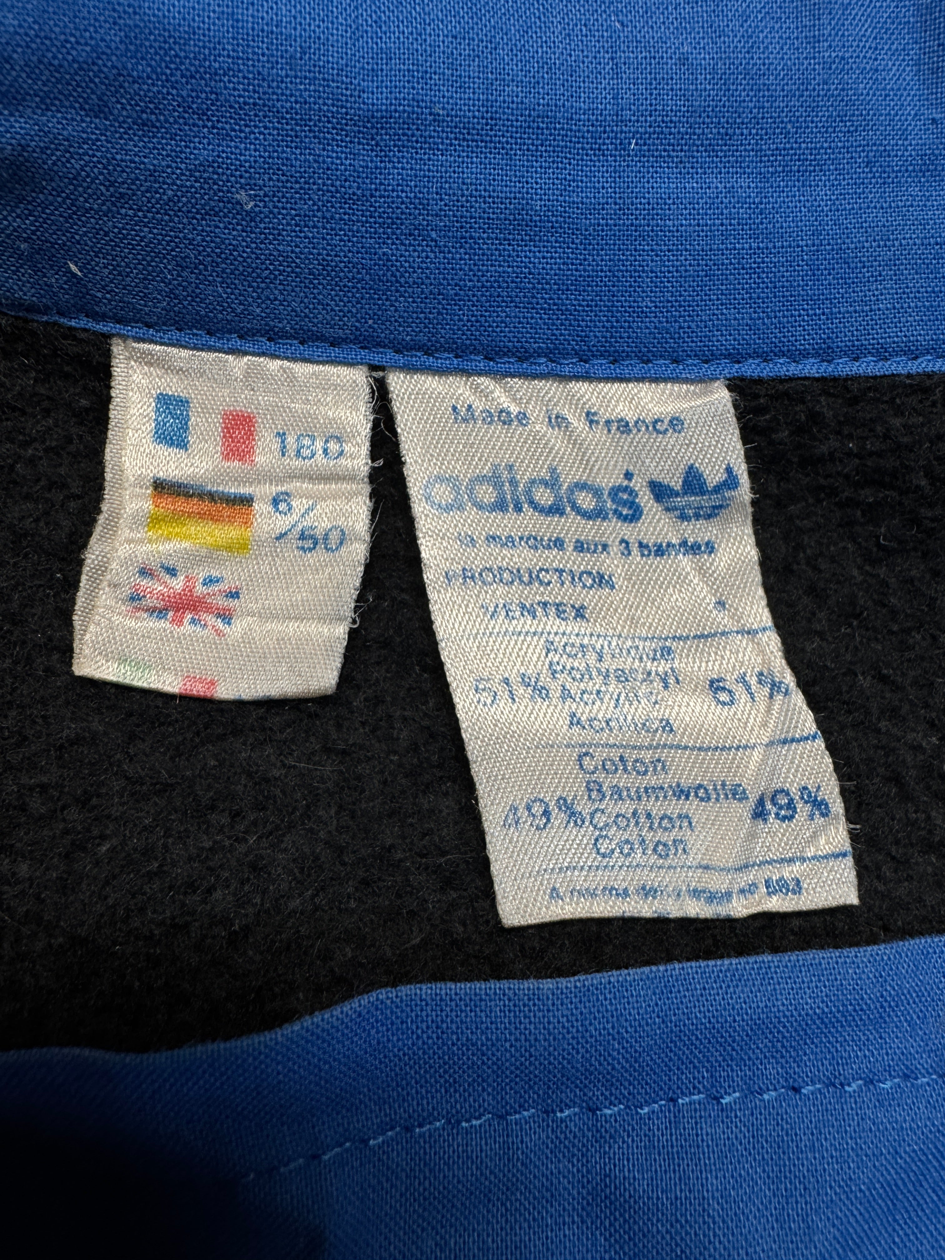 70s-80s Adidas By Ventex Polosweater Mit Taschen Made In France Schwarz Rot 6/50 M