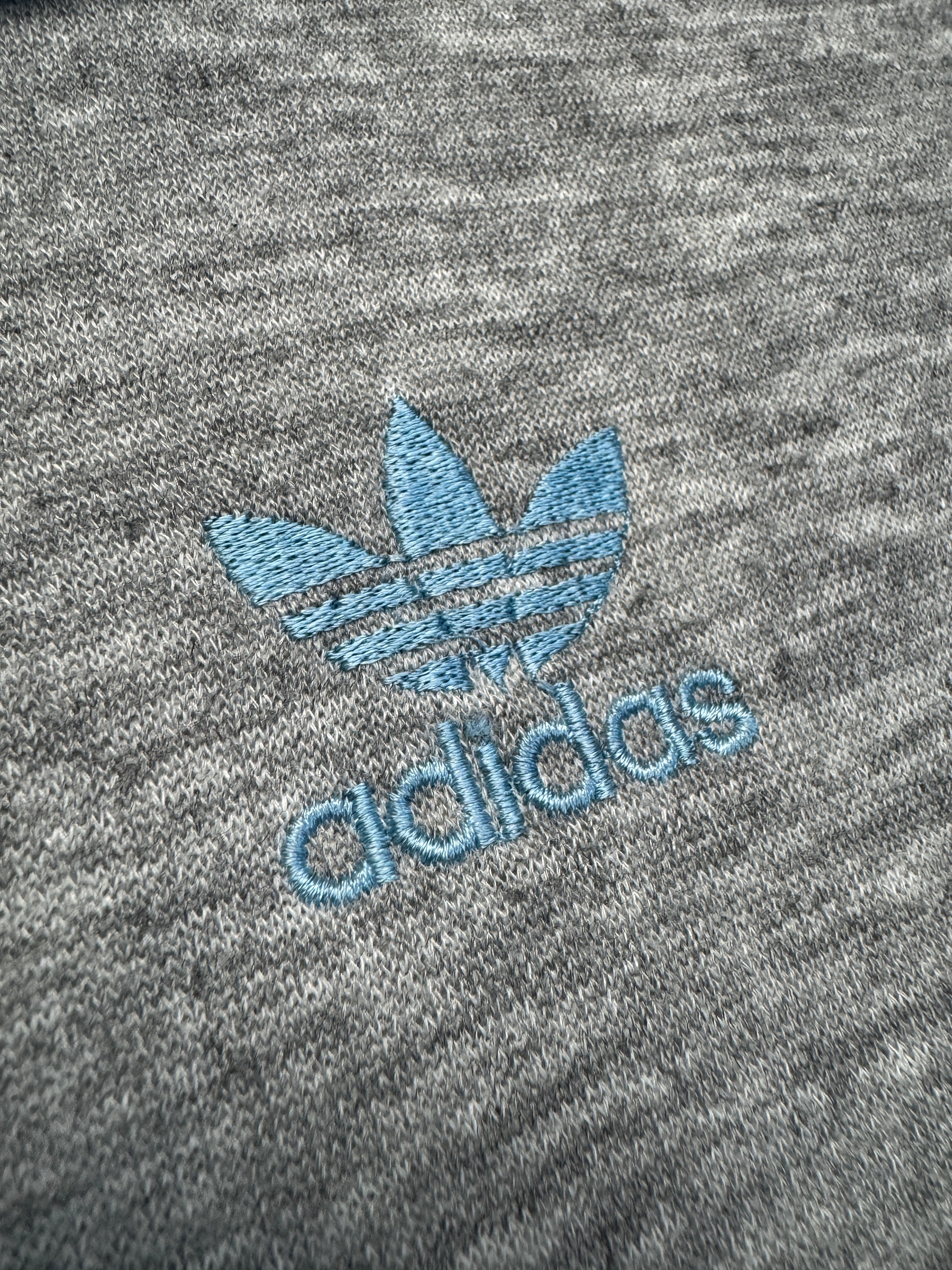 80s Adidas Sweater Crewneck Grau Blau D7 M-L