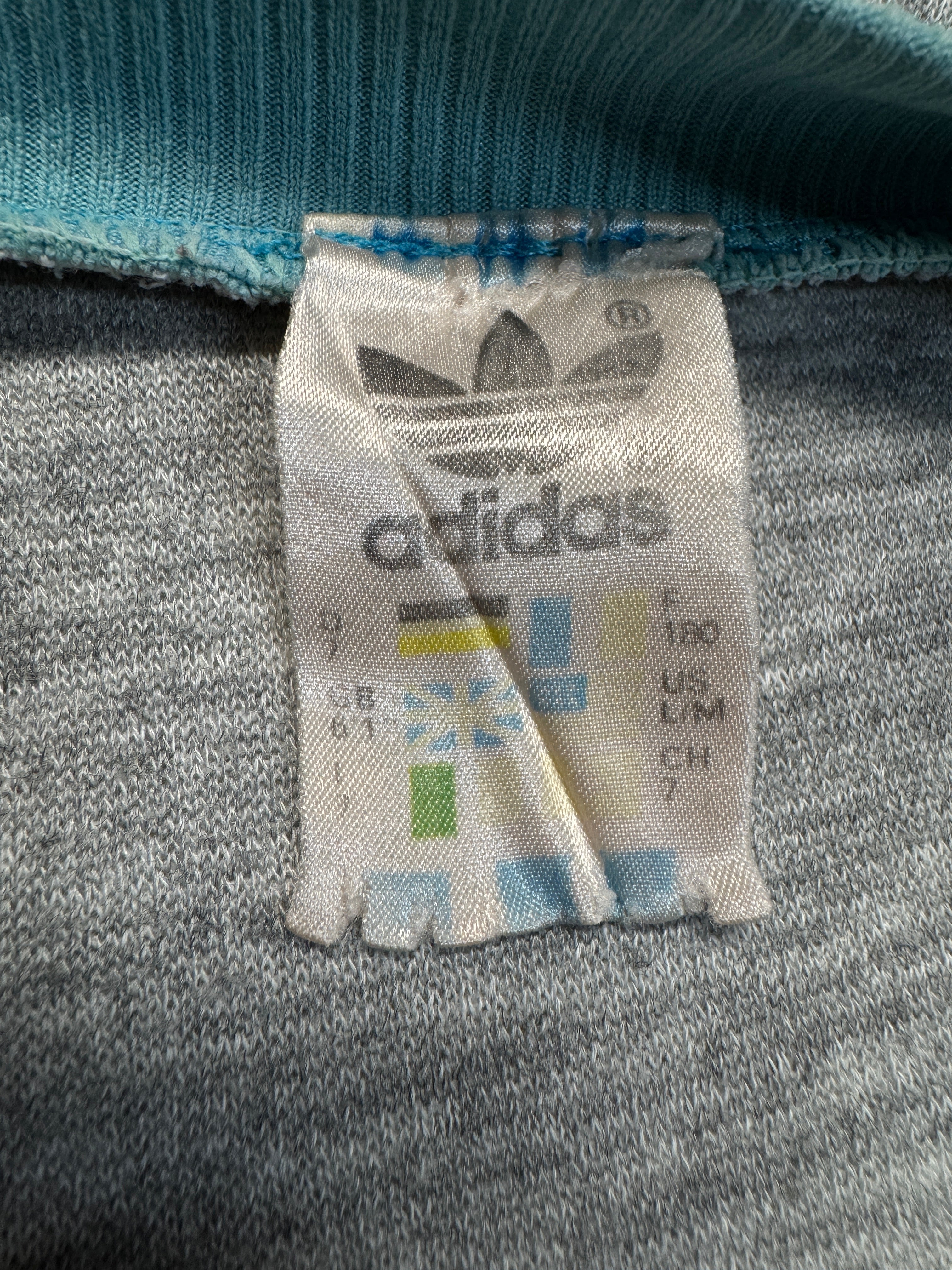80s Adidas Sweater Crewneck Grau Blau D7 M-L