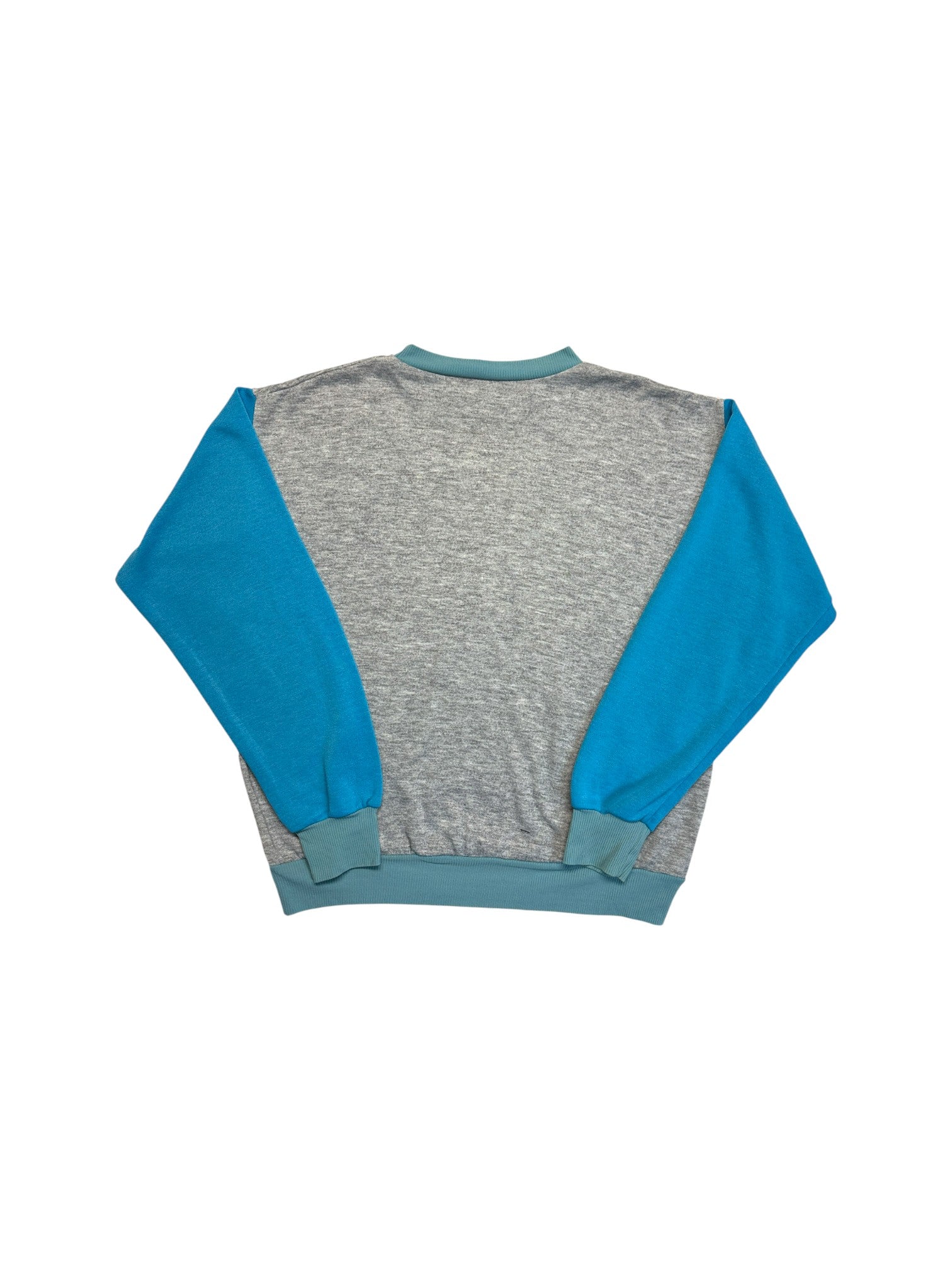80s Adidas Sweater Crewneck Grau Blau D7 M-L